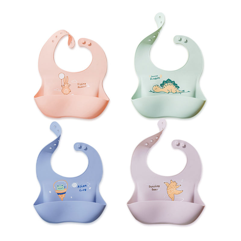 Hot Selling Food Grade Soft Waterproof Silicone Baby Bib with Food Catcher