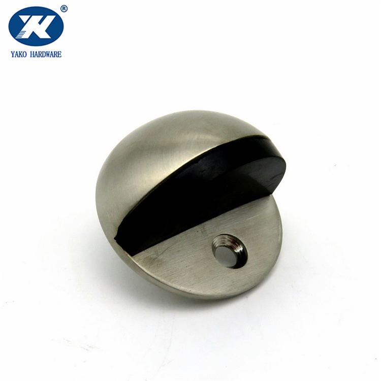 Stainless Steel Brushed Half Dome Floor Mounted Rubber Shield Door Stopper