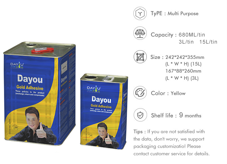 Yellow Color Glue Water Resistance Contact Adhesive for Furniture Wood