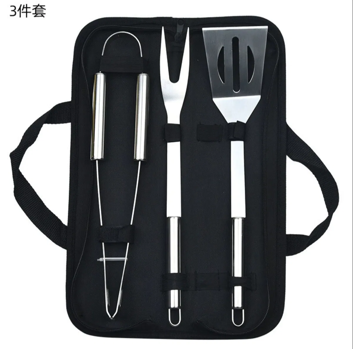 20 PCS Stainless Steel Outdoor Charcoal BBQ Grill Barbeque Set Barbeque Set with Thermometer BBQ Tools Set