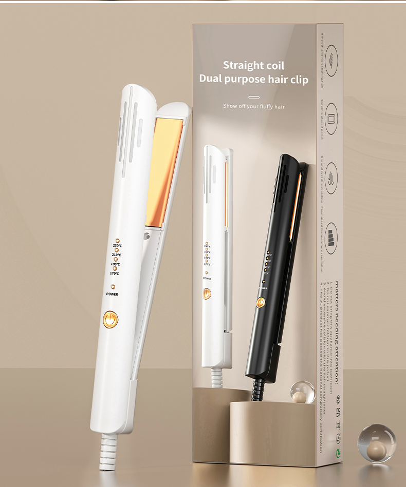 Ionic Hair Straightener and Curling Iron with Dual Voltage, Travel-Friendly Flat Iron