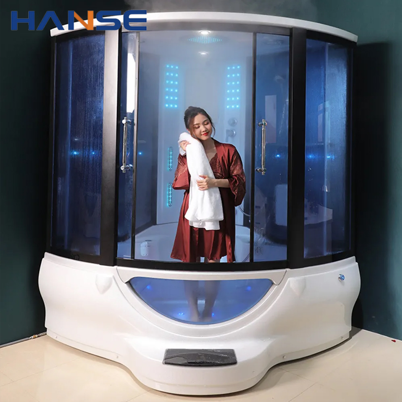Luxury with Frame Massage Shower Bathroom, Enclosed Steam Shower Room with TV