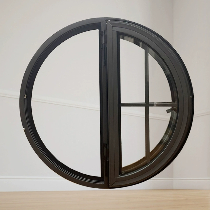 Aluminum Round Casement Window Customized Good Wind Resistance High Strength Corrosion Resistance