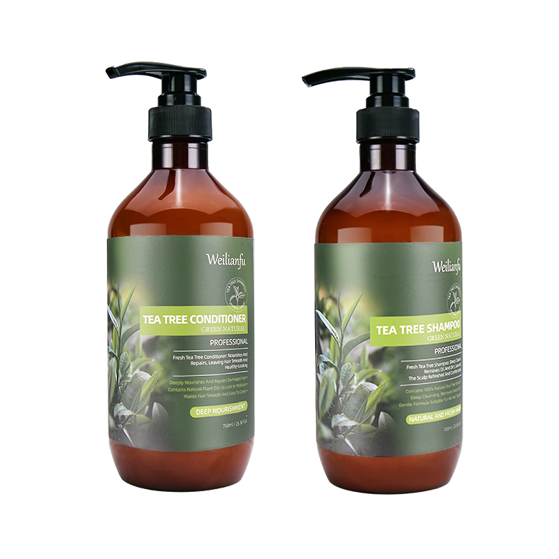 Natural Organic Tea Tree Oil Hair Shampoo and Conditioner Hair Oil Control Silky Smooth Refreshing Formula for Healthy Hair Care