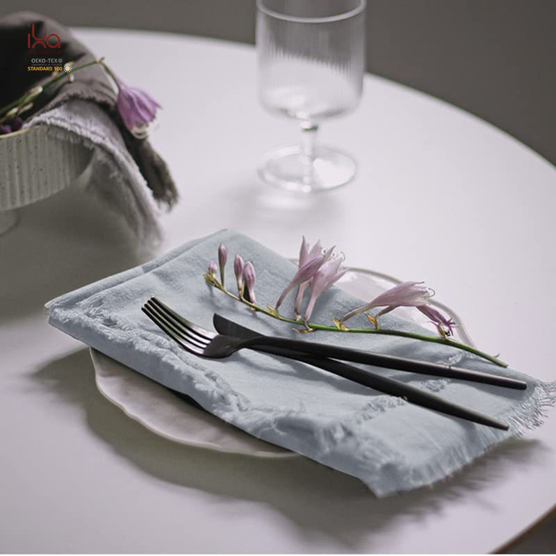 Wedding Party Beverage Decorative Personalized Dinner Logo Cotton Linen Cloth Custom Printed Table Napkins with Embroidery