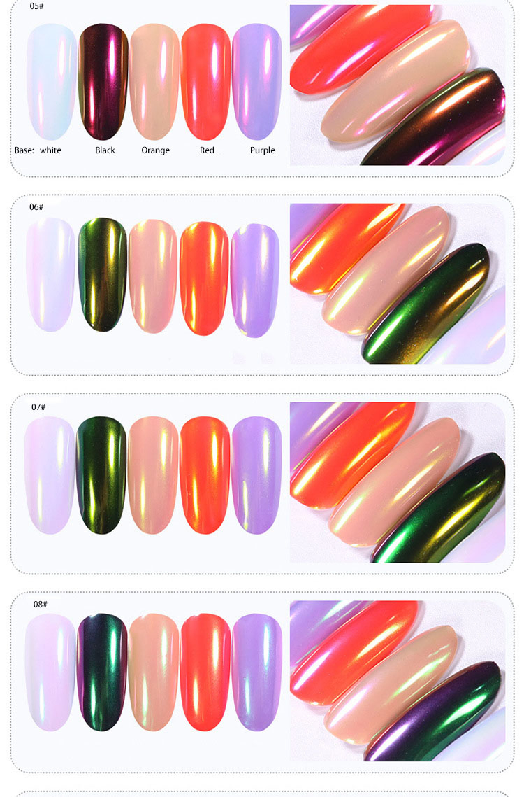 Wholesale High Grade Colorful Rainbow Chrome Pigment Nail Aurora Neon Powder