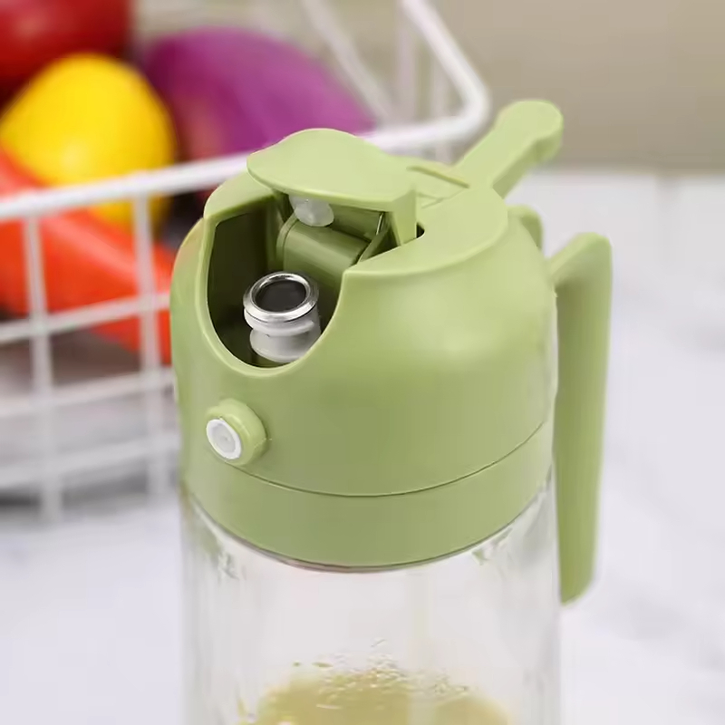 Hotsales 16oz/470ml Premium Eco-Friendly Glass 2-in-1 Cooking Tool Dispenser Bottle with Sprayer for Olive Oil