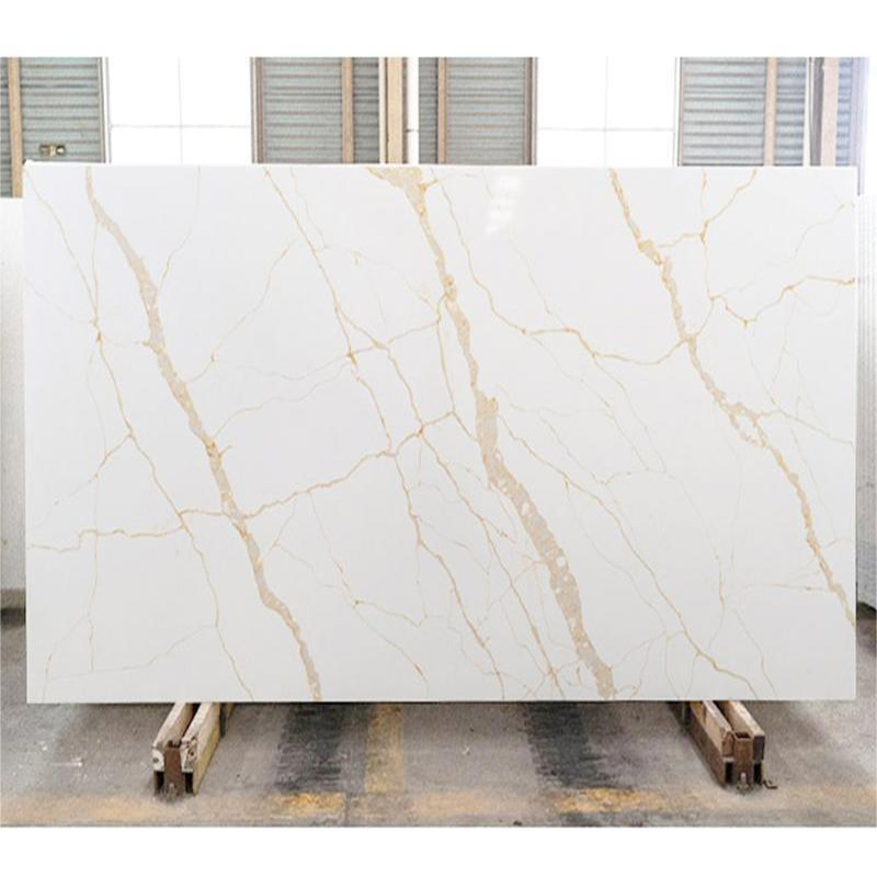 White Quartz Slab Polished Artificial Quartz Stone Slabs Kitchen Counter Calacatta Gold Quartz Countertop