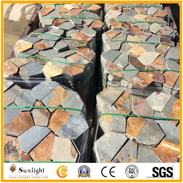 Black Slate Mesh Stone Paver Tile, Flag Stone Paver