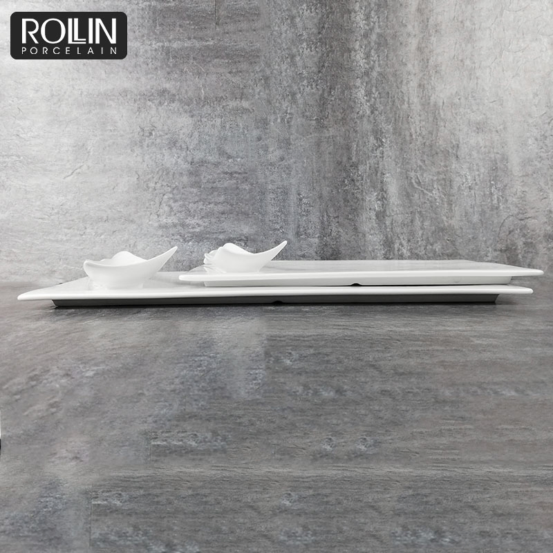 Japan Style Divided Plate Rectangular Plate Sushi Plate Flat Plate