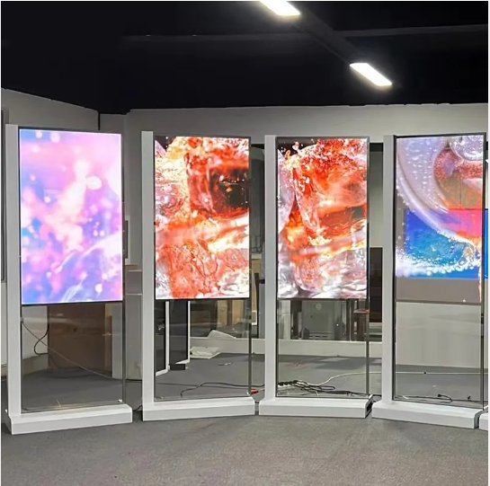 55-дюймовая OLED прозрачная цифровая вывеска с сенсорным экраном