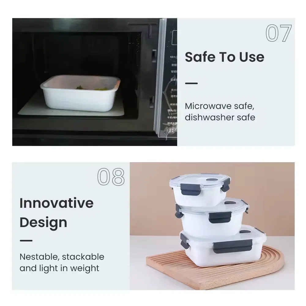 Set of 3 Tempered Opal Glassware Food Containers with Silicone Gaskets