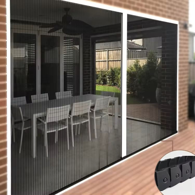 Aluminum Frame Large Opening Retractable Screen Door, Pleated Mesh Screen Sliding Door