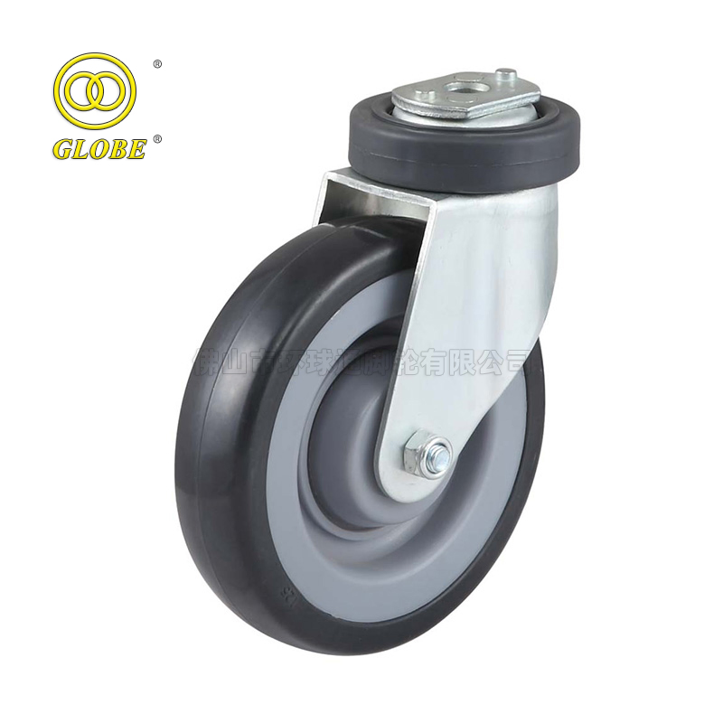 Bolt Hole Type Solid Rubber Shopping Cart Caster Wheels for Dolly Cart