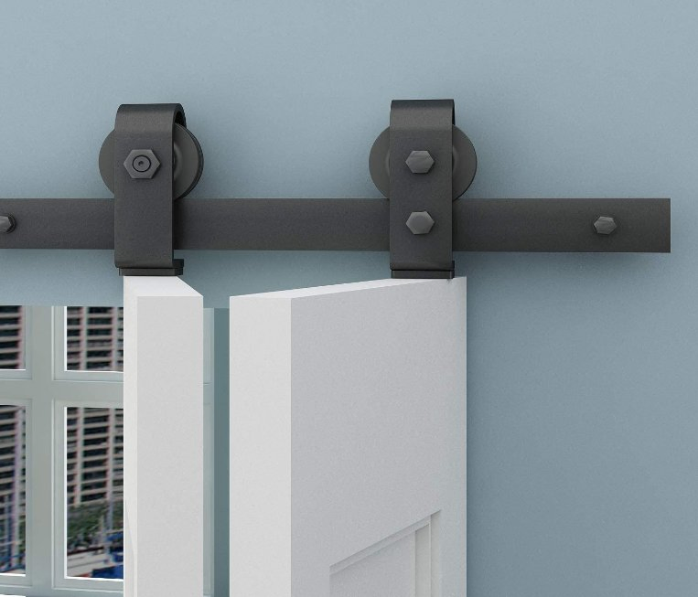 Mounted Black Roller Bifold Door Barn Style Bi Folding Barn Door Kit