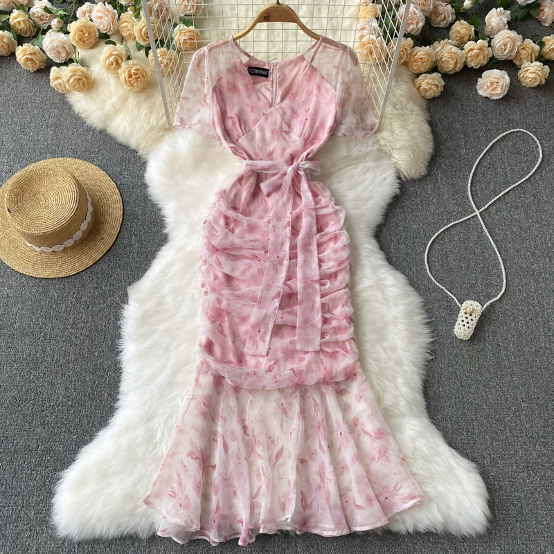 Платье женское повседневное с цветочным принтом