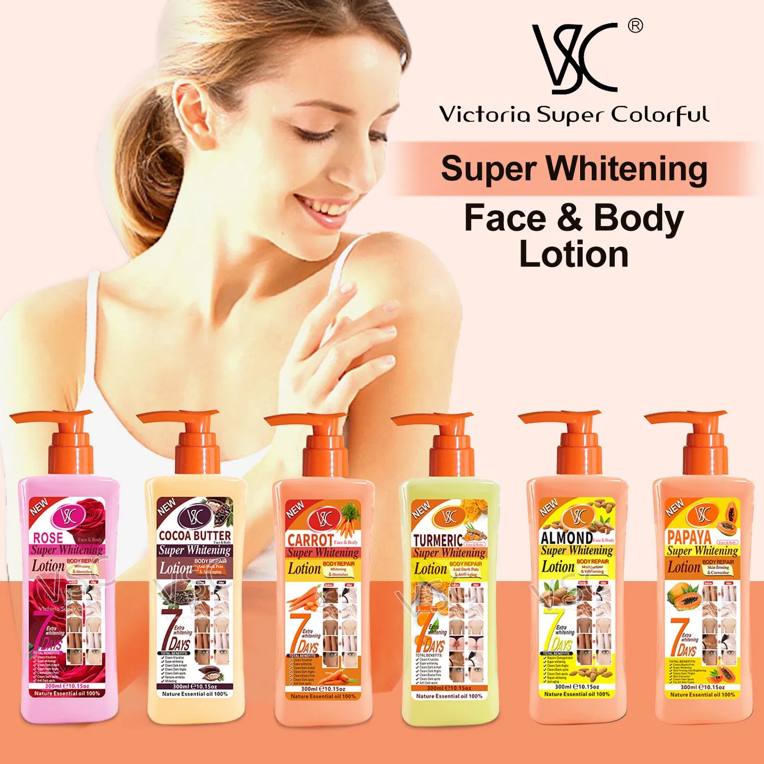 Repairing Soothing Drying Whitening Fragrance Turmeric Rose Body Lotion