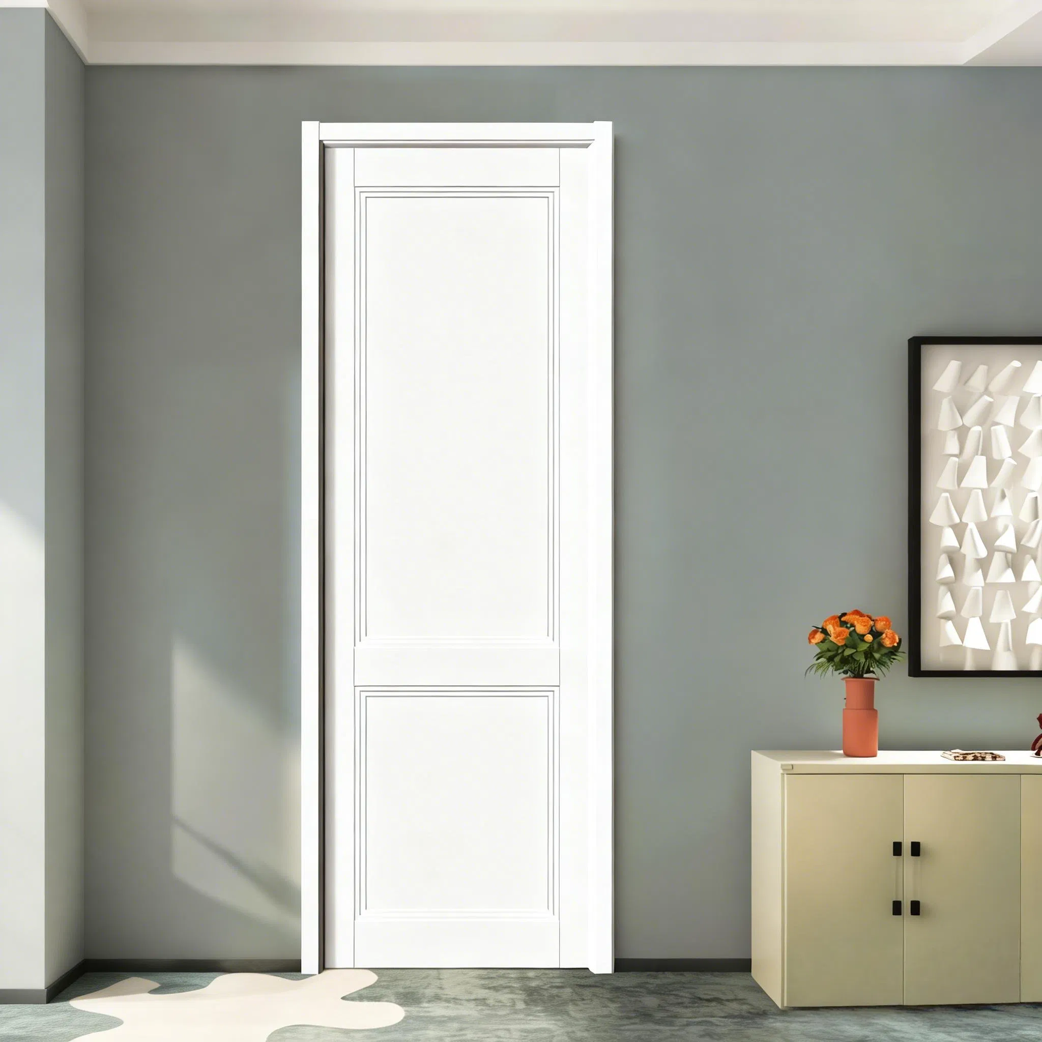 Factory Made Wooden Wood Main PVC Double Leaf Door Decorative Panel for Housing Entrance Projects