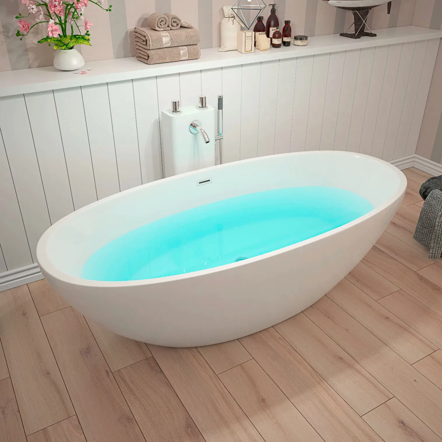 Акриловая угловая ванна с гидромассажем