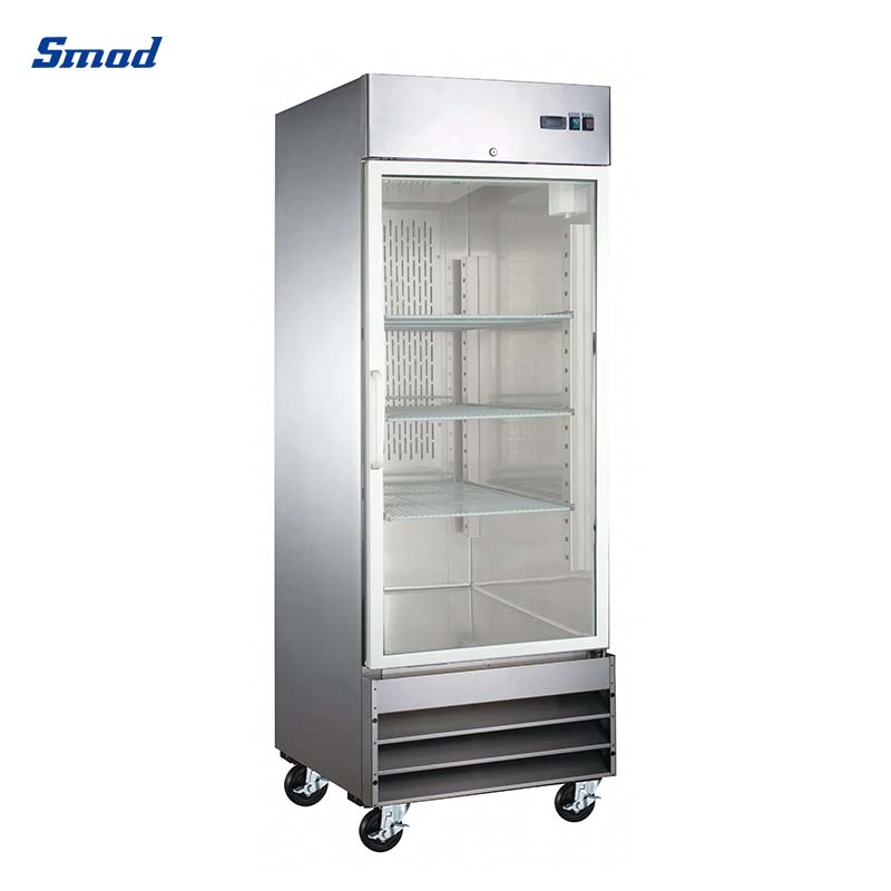 Wholesale Fan Cooling Restaurant Inverter Compressor Side Double Door Stainless Steel Display Cooler Upright Commercial Showcase Refrigerator for Kitchen Use