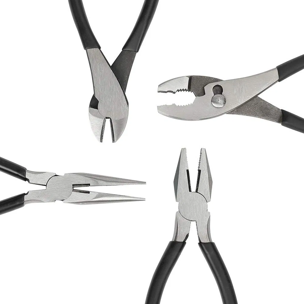 Plier Tools Set of 4 Black Silver