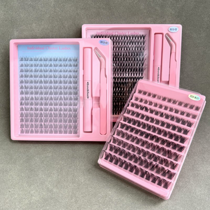 Private Label Segment Lashes DIY Eyelash Extensions Kit with Glue and Tweezers