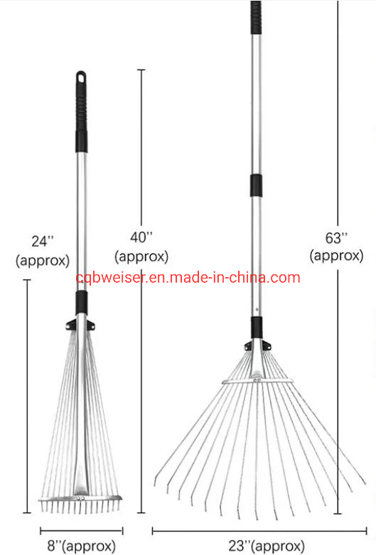 Adjustable Telescopic Metal Expandable Folding Grass Lawn Leaves Garden Rake