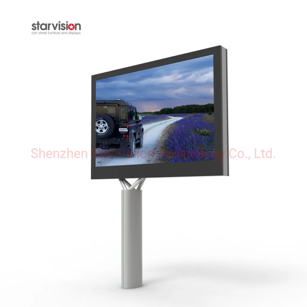 Double Side LED Backlit Outdoor Unipole Billboard Steel Structure Design