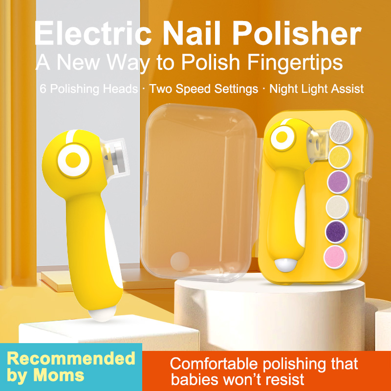 6 - Grimming Head Multifunctional Automatic Baby Nail Grinder Electric Nail Trimmer with Auxilary LED Light Integrated Nail Clipper for Babies