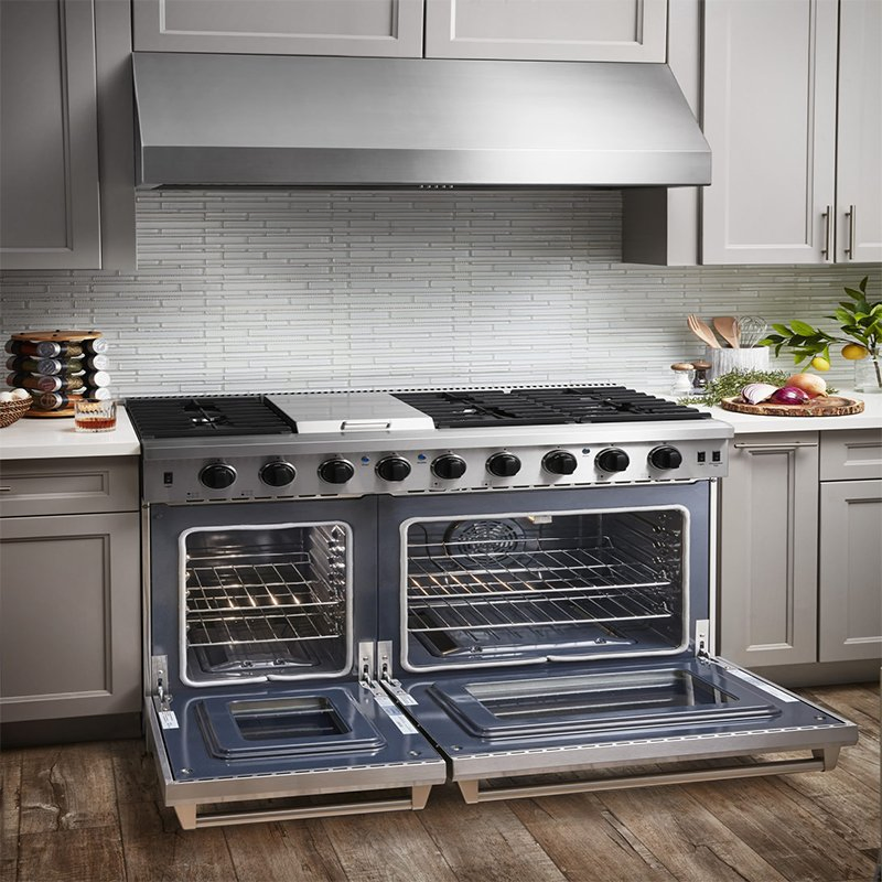 Commercial - Grade 48'' Dual - Oven Gas Range Stove with High BTU