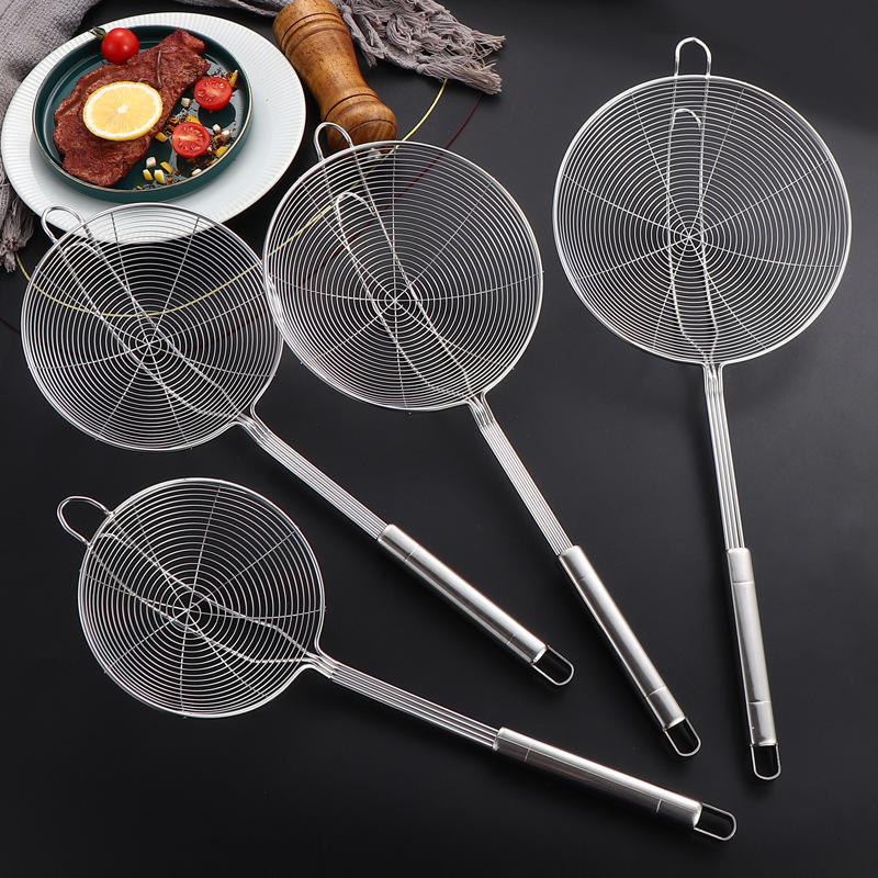 Hot Selling Cooking Utensils Stainless Steel Oil-Frying Filter Skimmer Spoon Wire Pasta Strainer Hot Pot Noodle Strainer