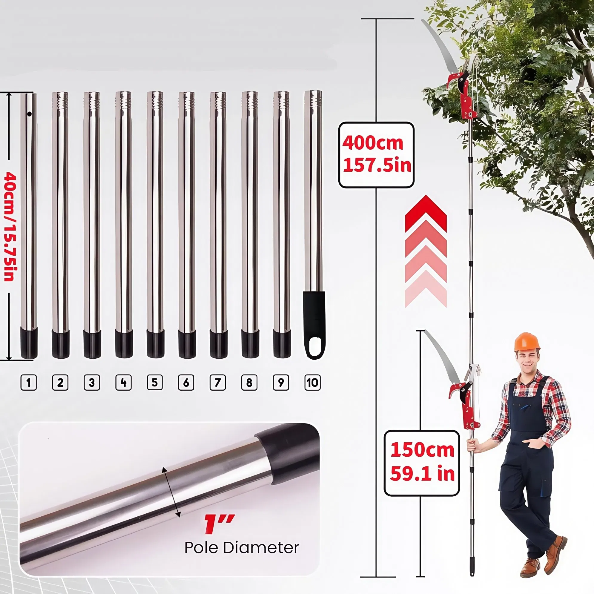 Ручная пила-штанга 13FT для обрезки высоких веток