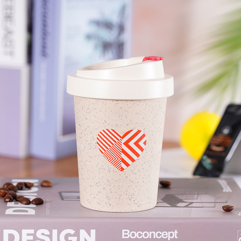 Melamine Coffee Cup Biodegradable Bamboo Fibre Office Cup with Leak-Proof Cover