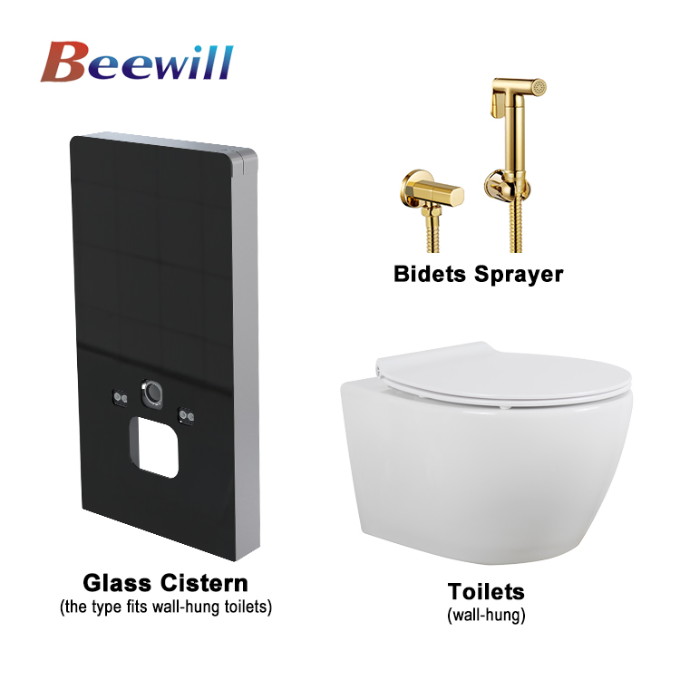 Wc Sanitary Ware Set Toilet Flush Water Tank with Shower Bidet Concealed Cistern