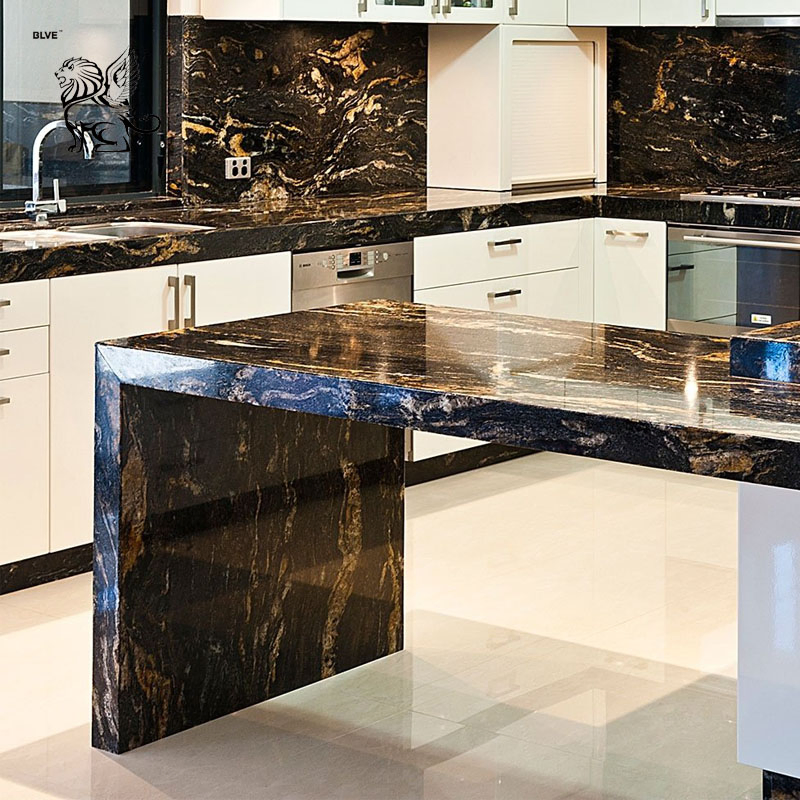 European Style India Black Forest Granite Biga Slabs Natural Stone Home Kitchen Countertop for Wholesale