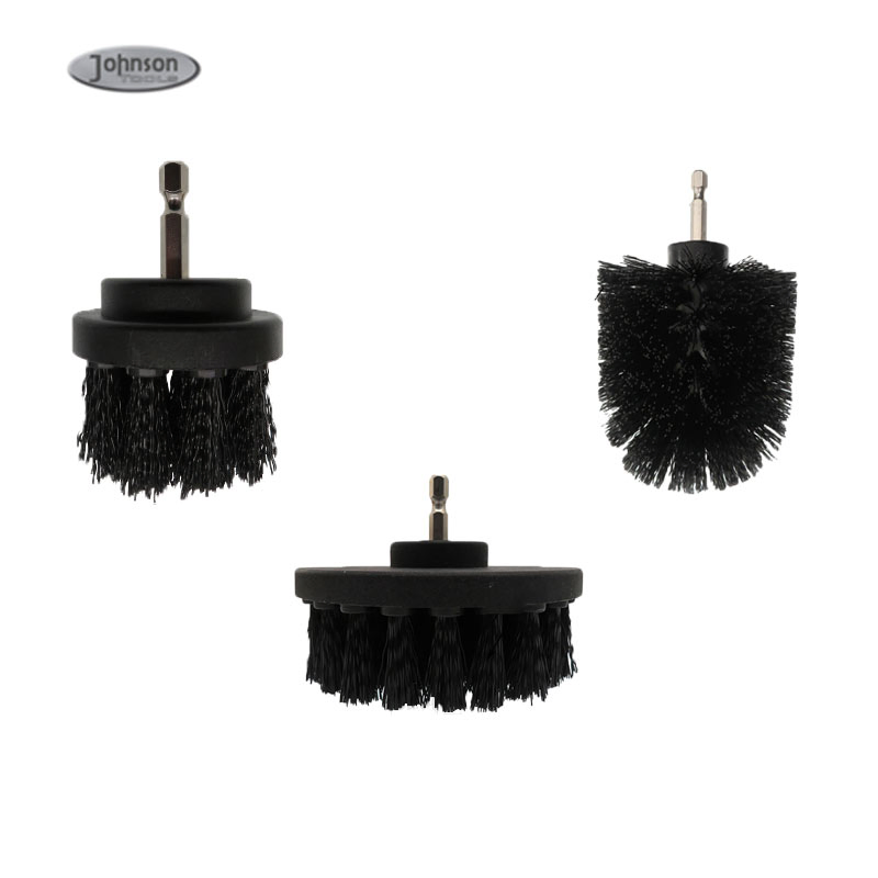 High Quality Kit of 3PCS Black Scrub Brush Drill Attachment Set
