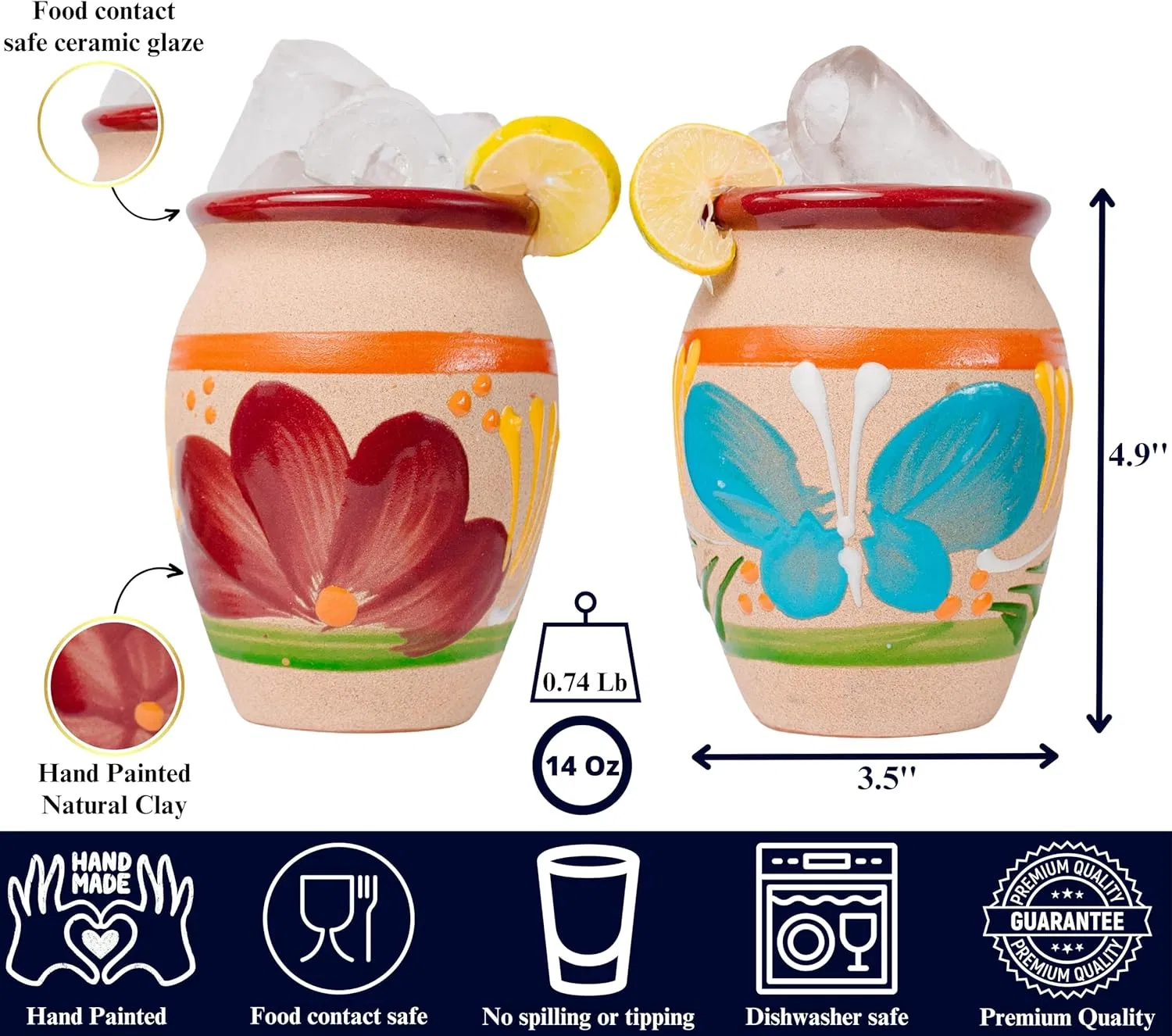 Customized Cocktail Glasses Hand Painted Terracotta Cantaritos De Barro Mexicanos Mexican Clay Mug