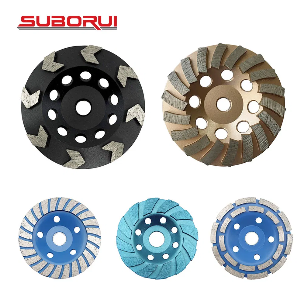 Suborui Manufacturer 100mm 115mm 125mm 180mm Turbo Row Granite Abrasive Diamond Grinding Cup Wheel for Stone Granite Marble Concrete Tile