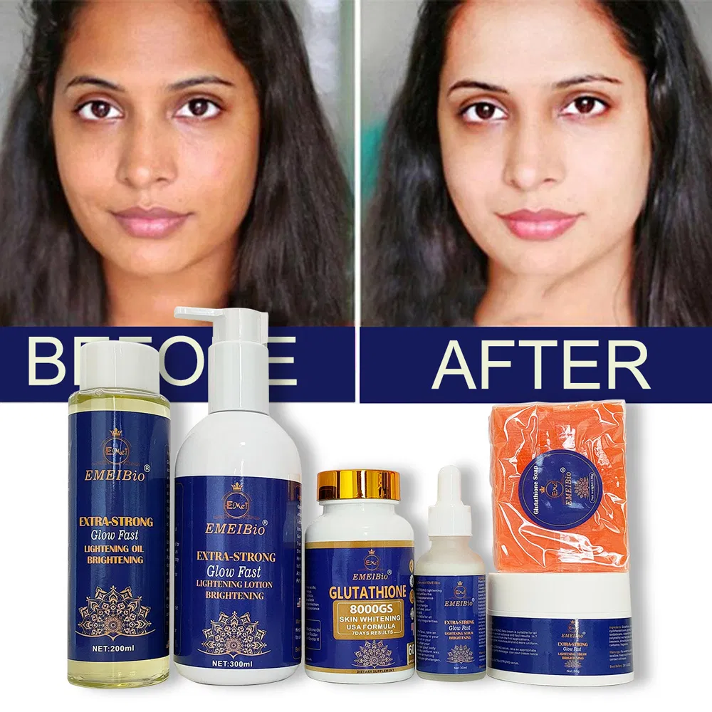 Five Piece Organic Vitamin Whitening Set Brightening Skin Tone Removing Dark Spots and 100% Repairing Skin