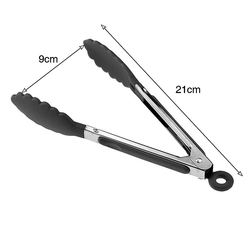 High-Temperature Resistant Stainless Steel Kitchen Bread Tongs with Silicone Tips, Kitchen Tool Accessories