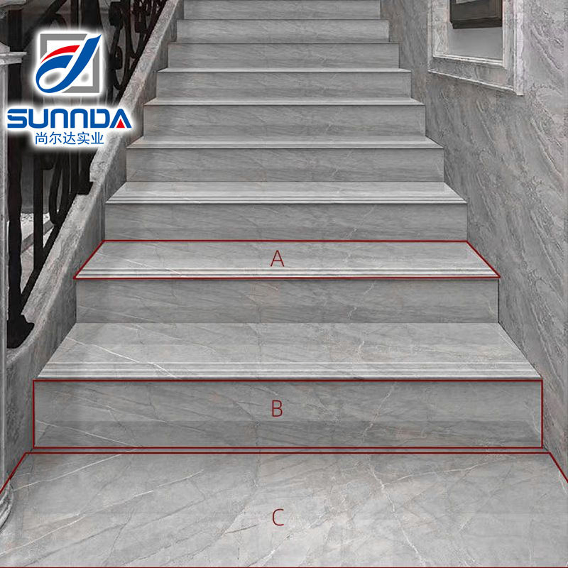 Home Decorative Foshan120X47cm Marble Pattern Design Glazed Porcelain Stair Floor Step Tile for Hotel House