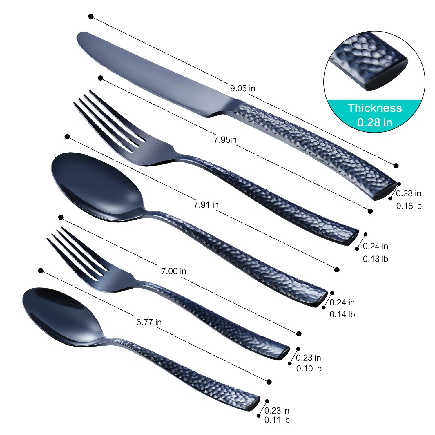 Unique Black Hammered Cutlery Set for Contemporary Dining