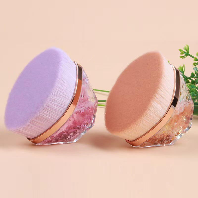 Luxury Beauty Tools Acrylic Quicksand Foundation Makeup Brush Vegan Bling Shiny Diamond Handle