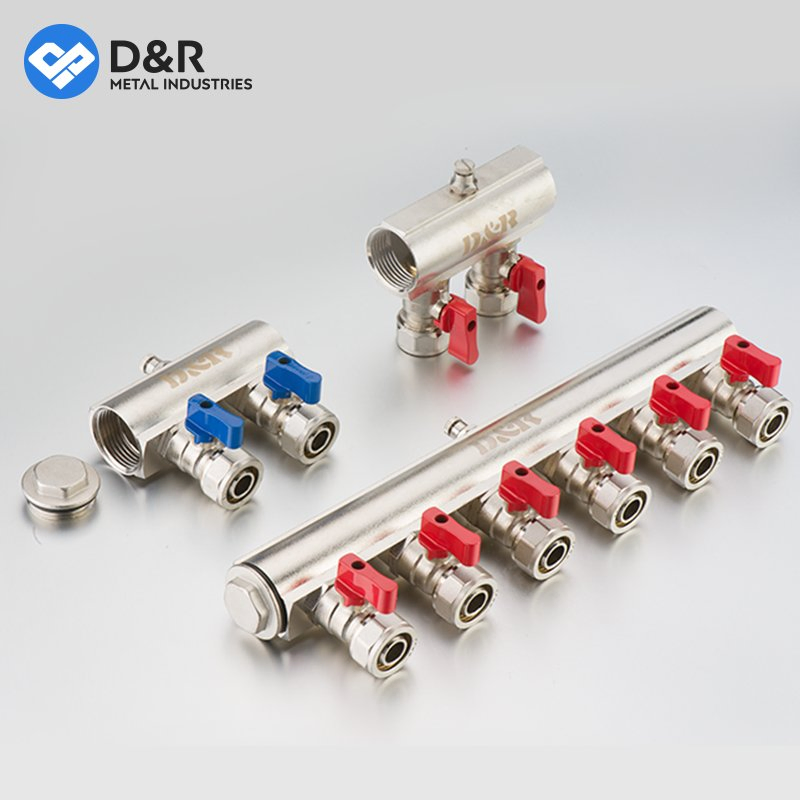 D&R Stainless Steel Long Service Life 2-12 Ways Water Manifold for Floor Heating System