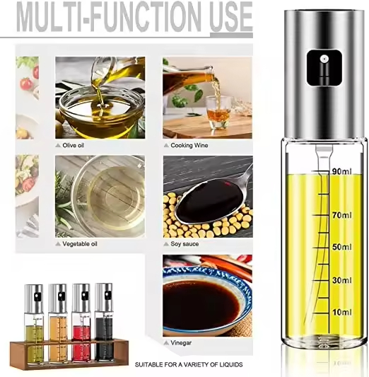 Stainless Steel Glass Spray Olive Oil Sprayer Bottle Oil Spray for Cooking Camping