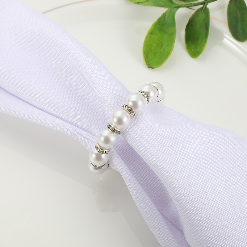 Wedding Banquet Party Decor Napkin Holder Decorative Dinner Table White Pearl Beads Napkin Rings