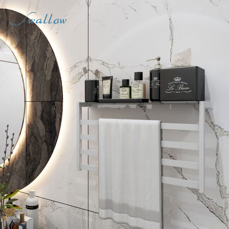 Traditional Glass Shelf with Electric Towel Warmer Rail