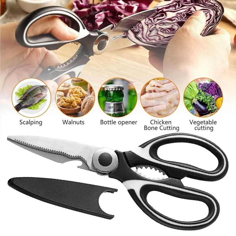 Ds-6603 (2 Pack) Multifunctional Kitchen Scissors Ultra Sharp Stainless Steel Kitchen Shears New Hand Metal Shear