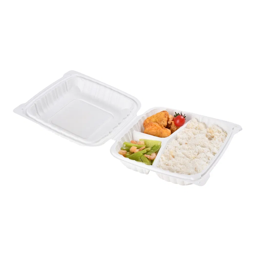 Durable PP Plastic Packaging Food Takeaway White 8X8 Clamshell Box