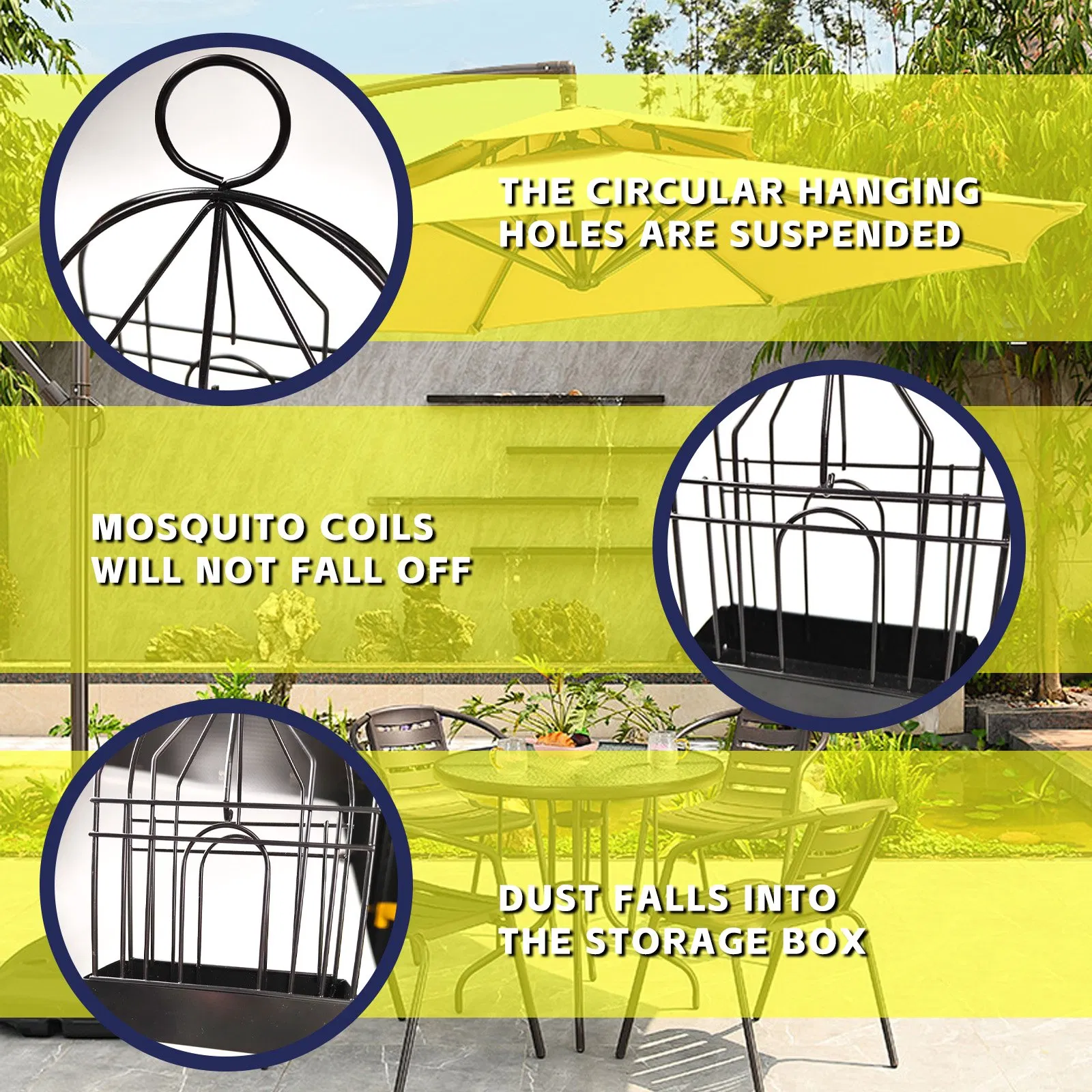 Birdcage Mosquito Coil Holder Metal Incense Burner with Ash Tray Hanging